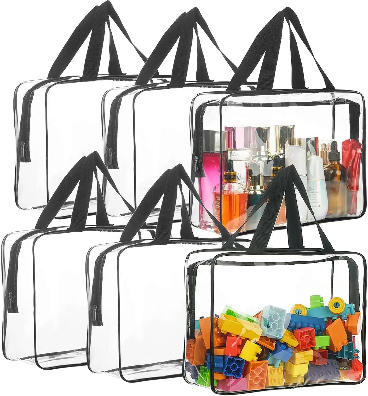 Large Toy Storage Bags Reusable Clear PVC Board Game Storage Travel Waterproof Organizer Bags for Books Building Blocks Puzzle