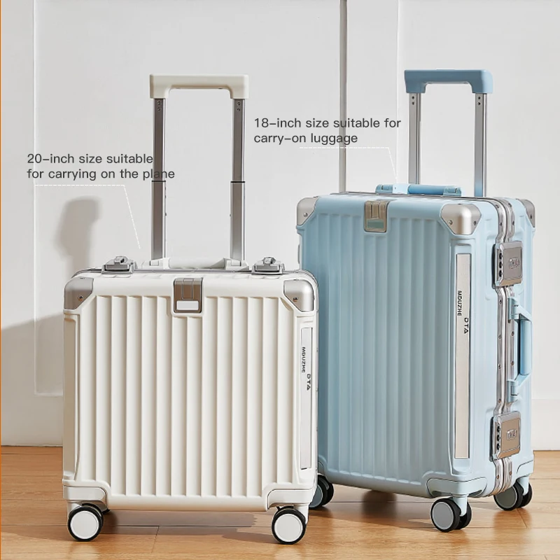 Piccolo bagaglio a mano da donna, custodia da viaggio con password per aereo da 18 pollici; valigia trolley da uomo da 16 pollici, ultraleggera