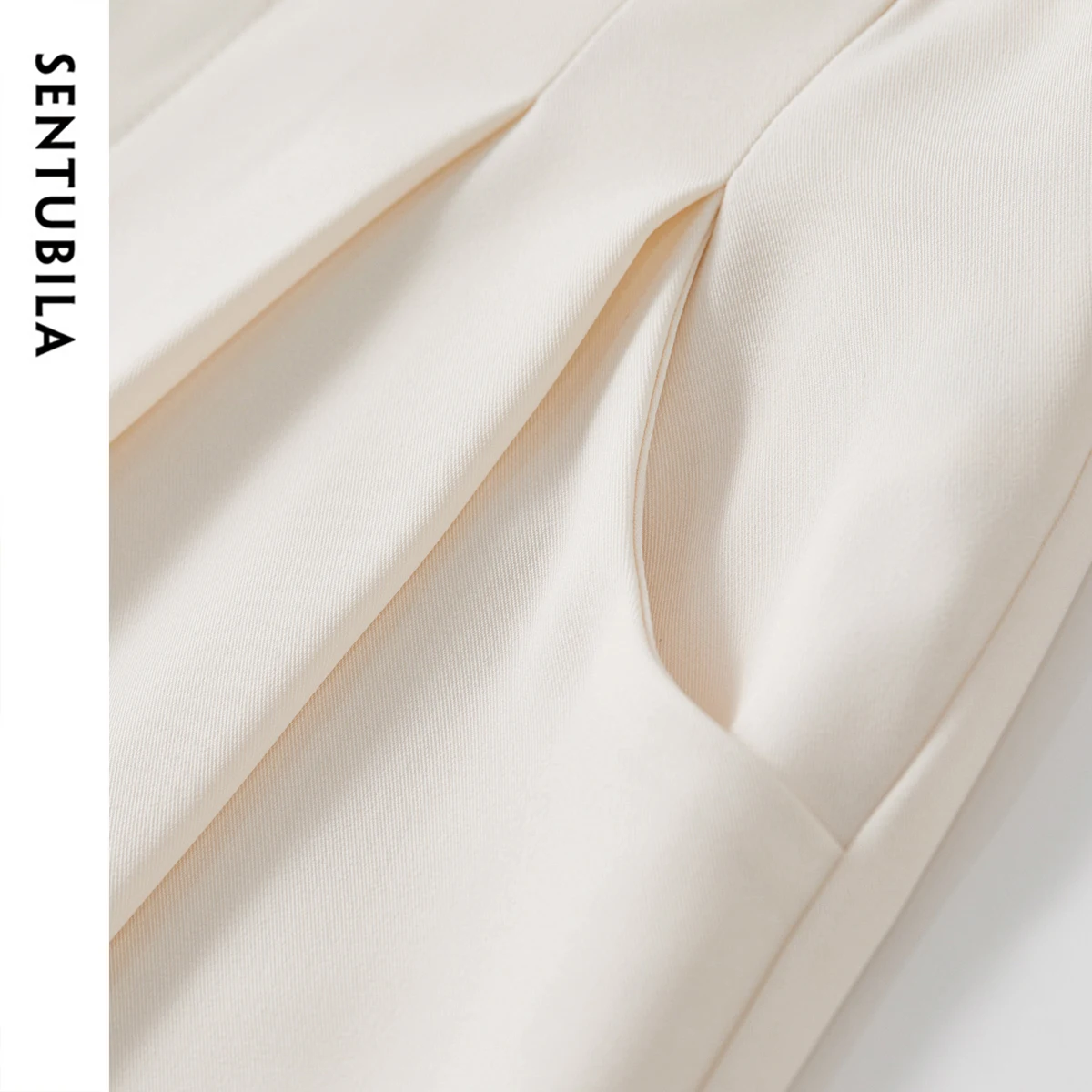 SENTUBILA Summer Woman Skirts Pants 2025 Office Simple Loose High Waist Calf Apricot Length Pants Women's Trousers 152K57541