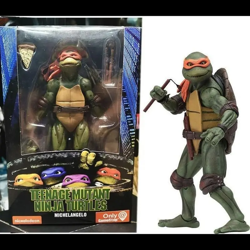 متوفر في المخزون Neca Turtles 1990 نمط الفيلم بيتزا نادي رافائيل ليوناردو مايكل أنجلو دوناتيلو شخصيات الرسوم المتحركة نموذج اللعب الهدايا