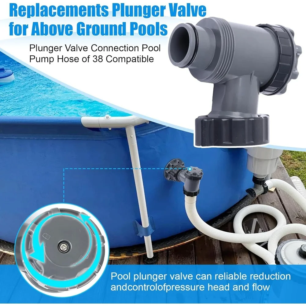 Pool Pump Switch Valve Replacement 38mm Plunger Valve For Above Ground Swimming Pool Plunger Valve Connection