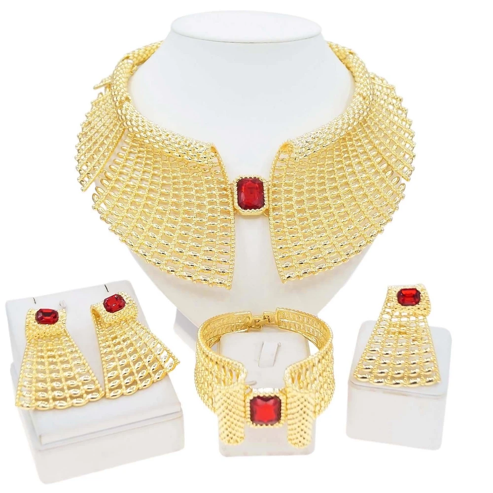 Exquisite Jewelry Set Najia Woman Party Wedding Gift Necklace Earrings Bangle Bracelet Ring