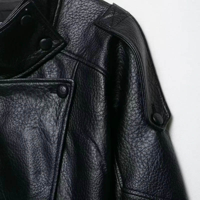 2026 Autunno/Inverno nuovo stile britannico abbigliamento donna alla moda giacca da motociclista cappotti corti con cerniera in pelle Pu versatile alla moda