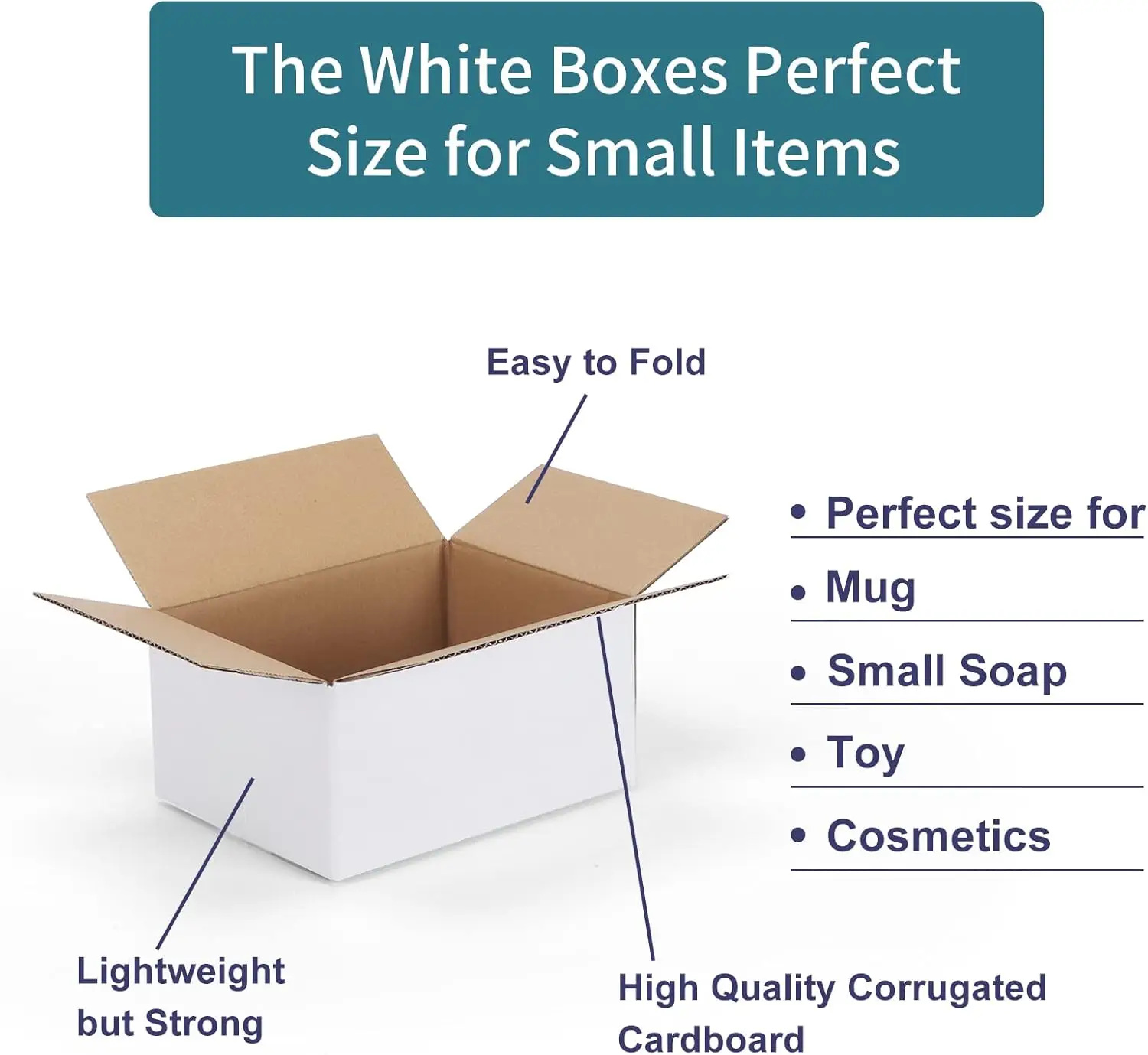 40 Pack Small Shipping Boxes 8x6x4, White Corrugated Cardboard Mailing Boxes for Packing, Business view 5