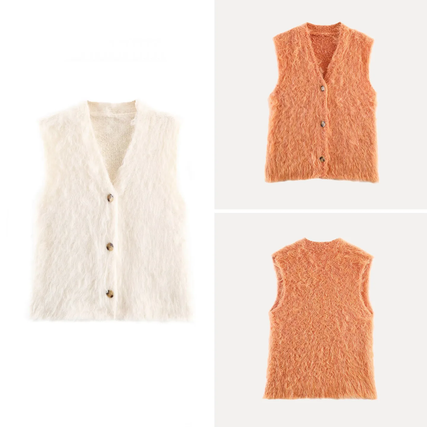 

2025 Winter New Women's Faion Knitted Casual Versatile V-Ne Svel Woolen Vest Daily Wear Single Button Closure