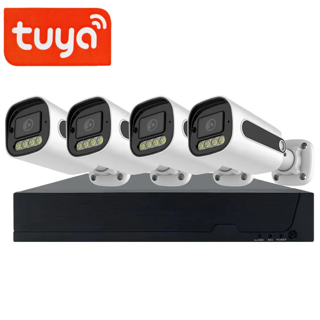 Tuya Smart 4CH POE Kit NVR Security System Network Camera 4MP 6MP 8MP 4K CCTV Camera Human And Vehicle Detection