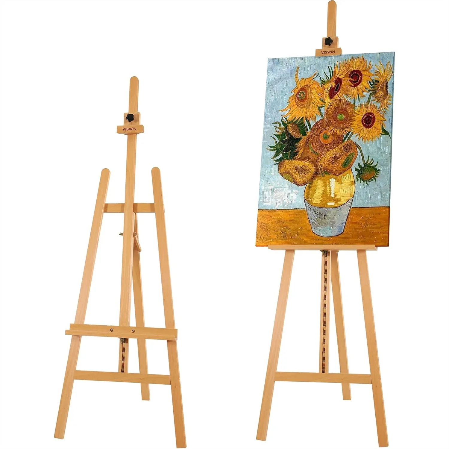 

Wooden Art Easel for Painting, Adjustable & Foldable Beech Wood Display Easel Stand for Canvas up to 43", Floor Easel for Adults