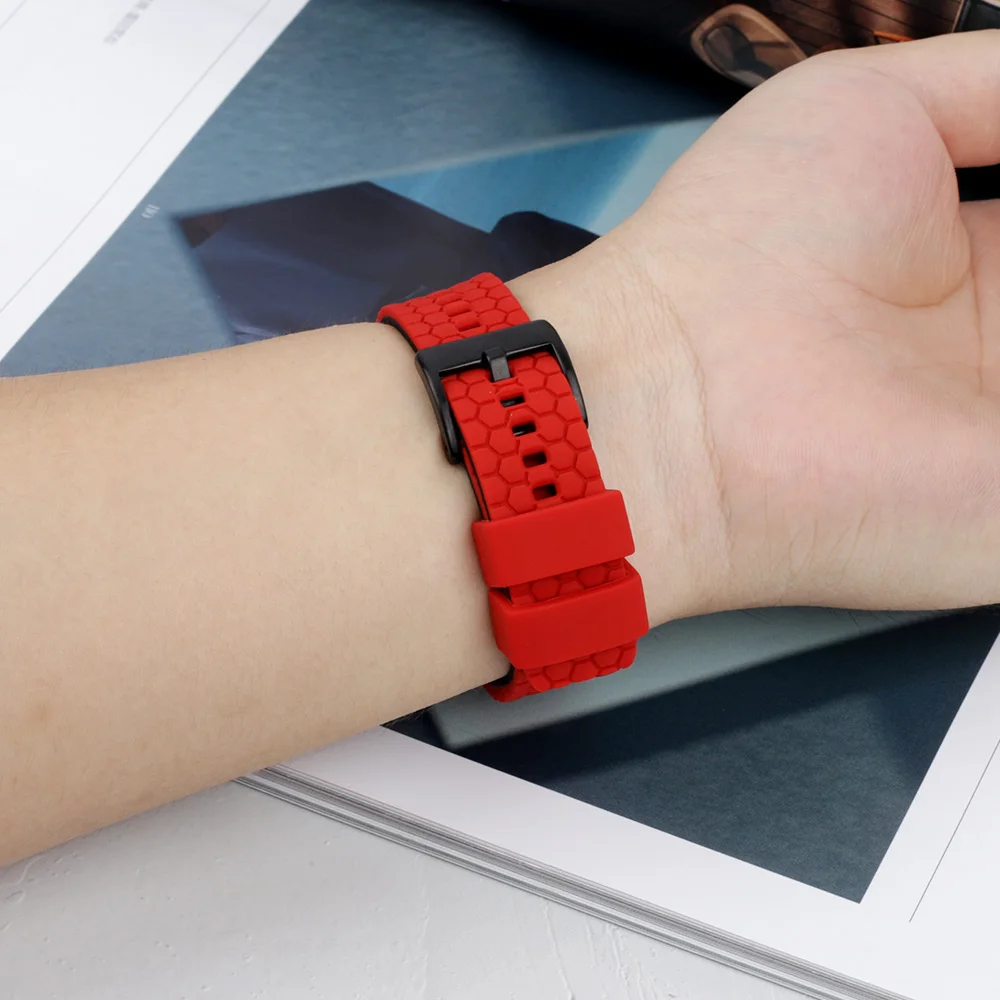 20mm 22mm Soft Silicone Watch Band for Huawei Breathable Waterproof Sport Watch Strap Honeycomb Pattern Replacement for Samsung