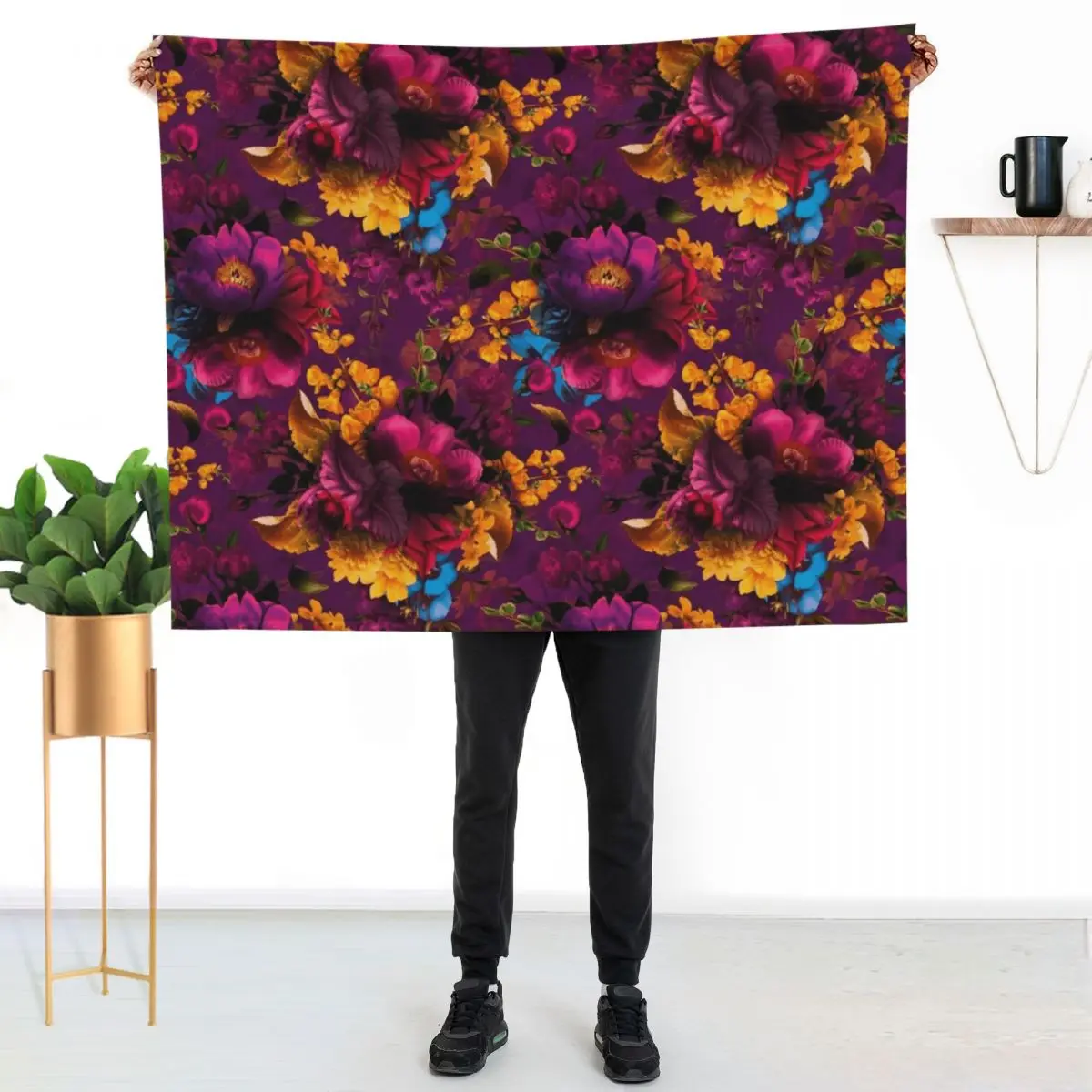 

Moody florals - Mystic Botanical Night Garden 12 Throw Blanket Elegant Warm Throw Blanket for Hotel Home