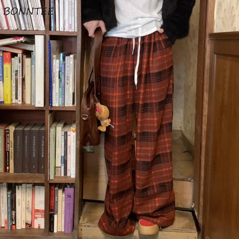 

Y2k Pants Women Plaid American Streetwear Wide Leg Hotsweet Full Length Trouser Harajuku Vintage College Teens Cool Autumn Chic