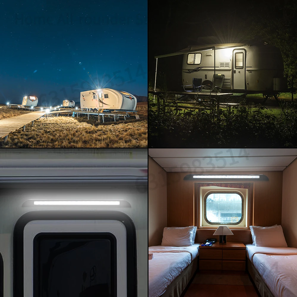 6000k معدات التخييم الخفيفة في الهواء الطلق ل RV قافلة مصابيح الحائط الداخلية مقطورة مصباح خارجي 18 LED المظلة مصباح 12-28 فولت