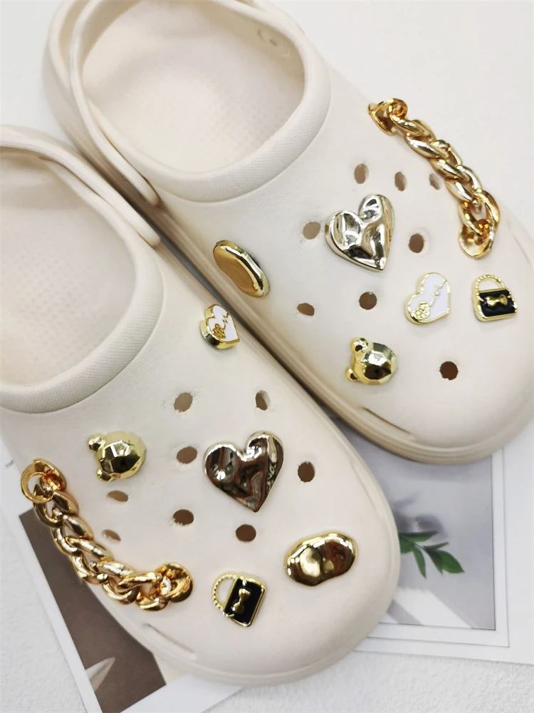 12PCS Schuh Charms ABS Zubehör Dekorationen DIY Clog Ornament Glitter Strass Schnalle Stern Kette Pins Für Frauen Garten Schuhe – Detail 7