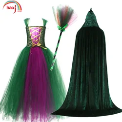 2024 New Hocus Pocus 2 Costume Sarah Sanderson Sisters Cosplay Costume Kids Girls Halloween Carnival Party Tutu Dress