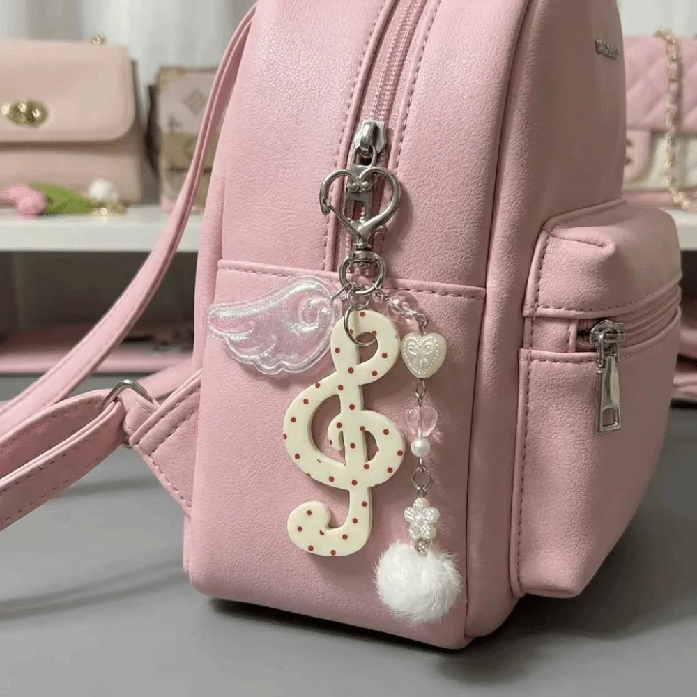 Acrylic Material Music Note Keychain Polka Dot Pattern Star Shape Ita Bag Charm Creative Stripe Pattern Cartoon Key Holder
