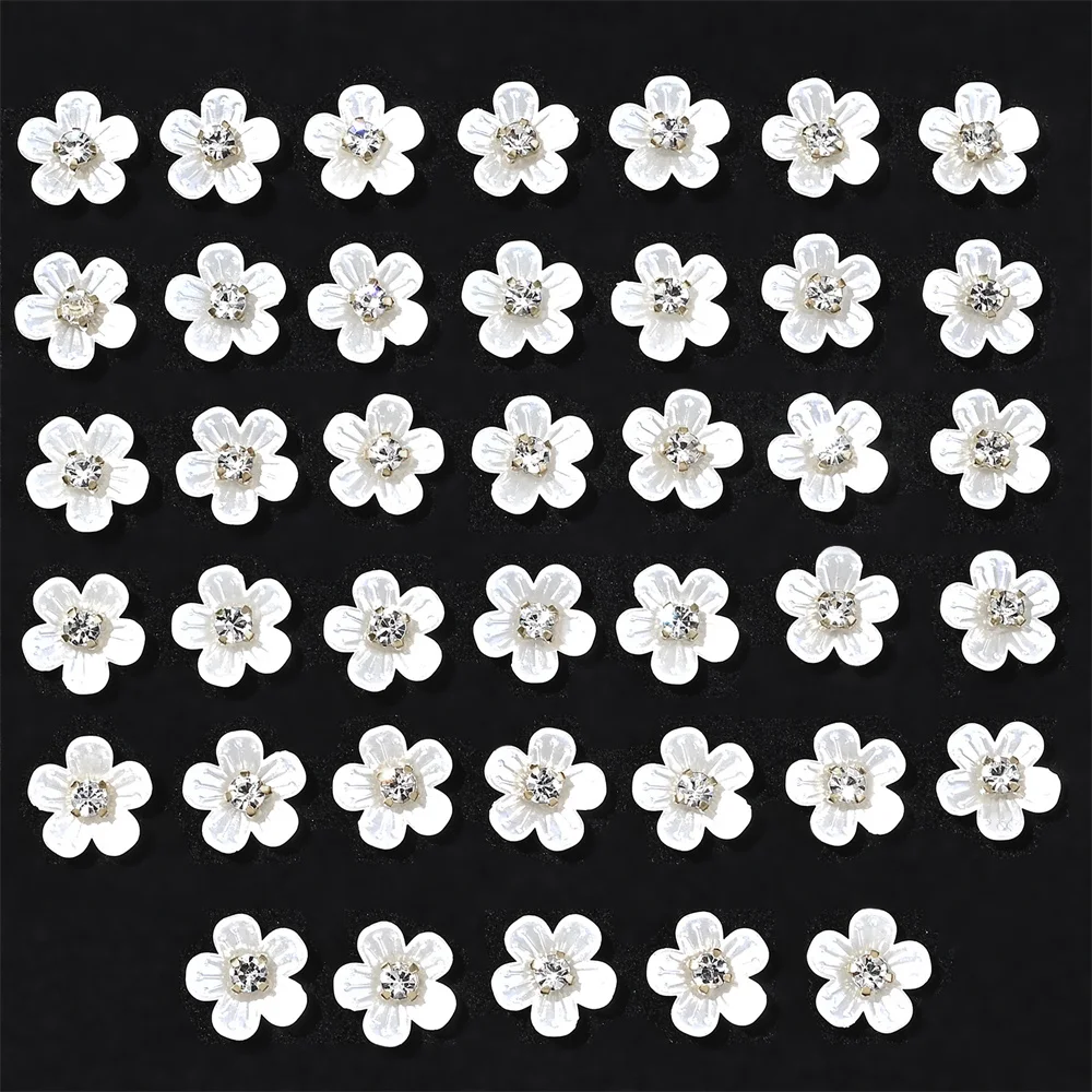 40 Stück Imitationsperlen, blumenförmige Strassknöpfe für Schmuckherstellung, dekorative Hut, Kleidung, DIY, Basteln, Nähzubehör – Detail 12