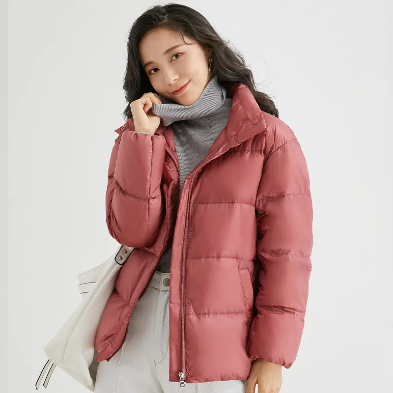 

2023 Autumn Winter Women Stand Collar Down Coat Thick 90% White Duck Down Jacket Parkas Ladies Casual Loose Bigsize Warm Outwear