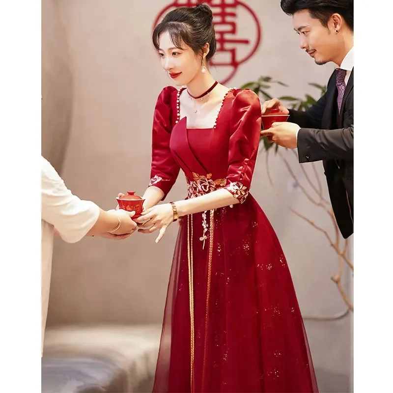 

Toast Clothing Bride 2023 New Wedding High-End Engagement Wedding Dress Skirt Female Long Elegant Temperament Usually Wearable