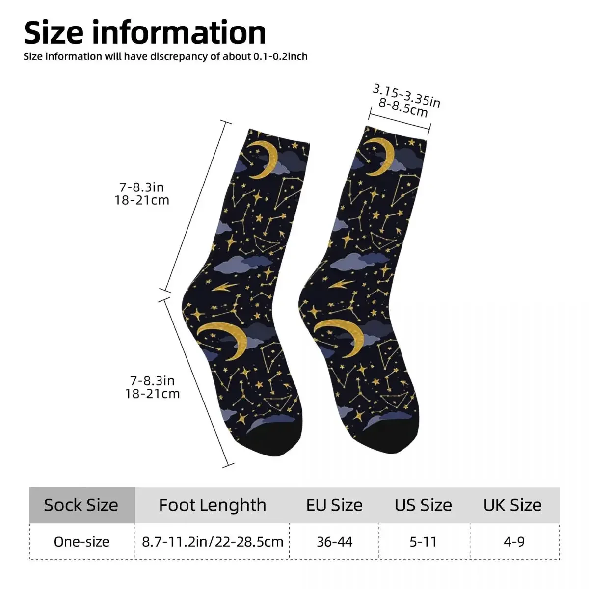 Celestial Stars And Moons In Gold And Dark Blue Socks Harajuku High Quality Stockings All Season Long Socks for Unisex Gifts