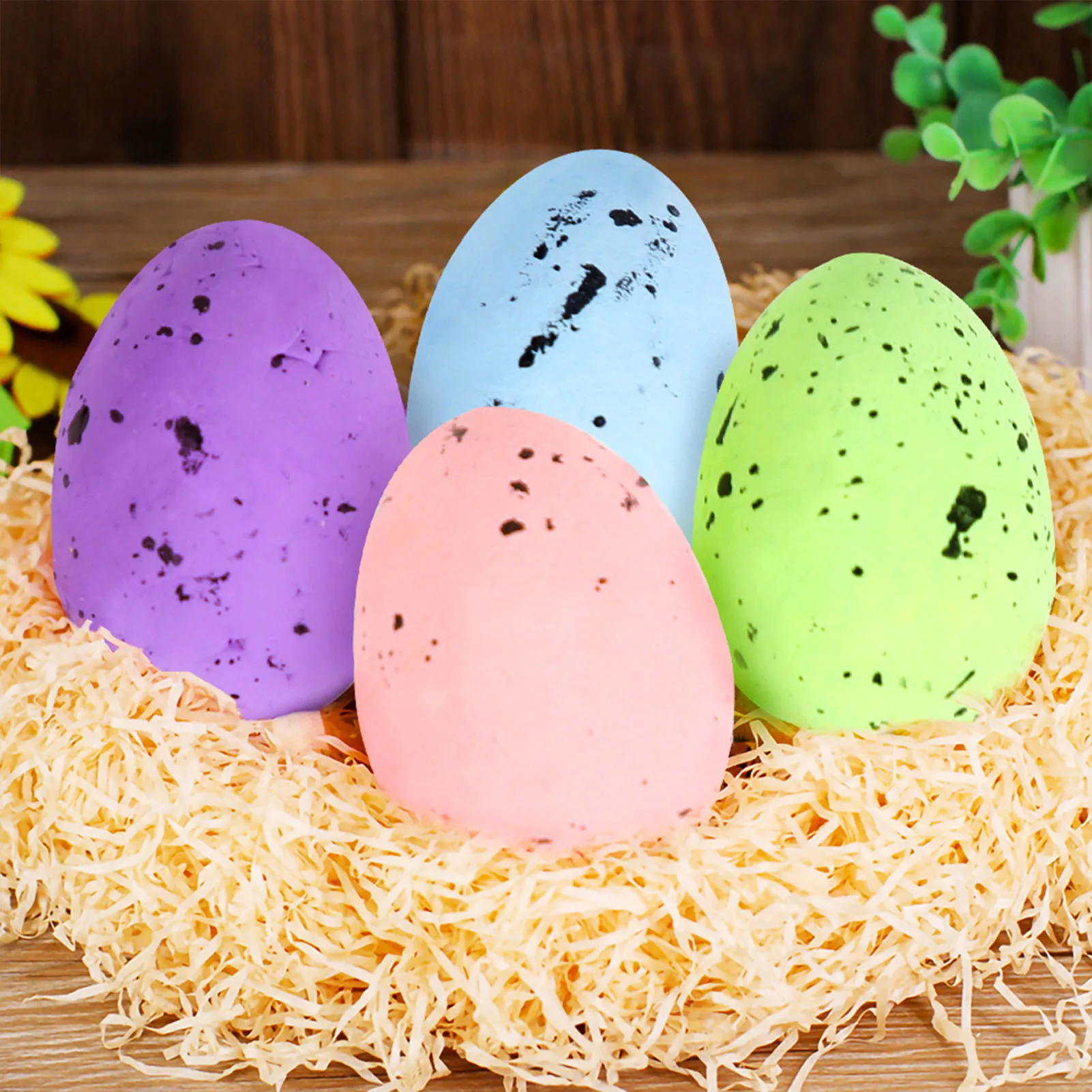 100pcs Foam Easter Eggs Multi Size Colorful Pigeon Bird Eggs for Easter DIY Wreath Decoration Kids Gifts Easter Home Party Favor