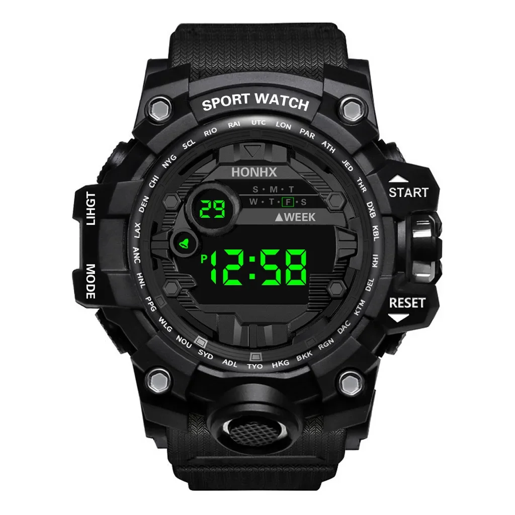 Y12 reloj Digital LED para hombre, cronómetro deportivo multifunción, alarma, Fitness, electrónico