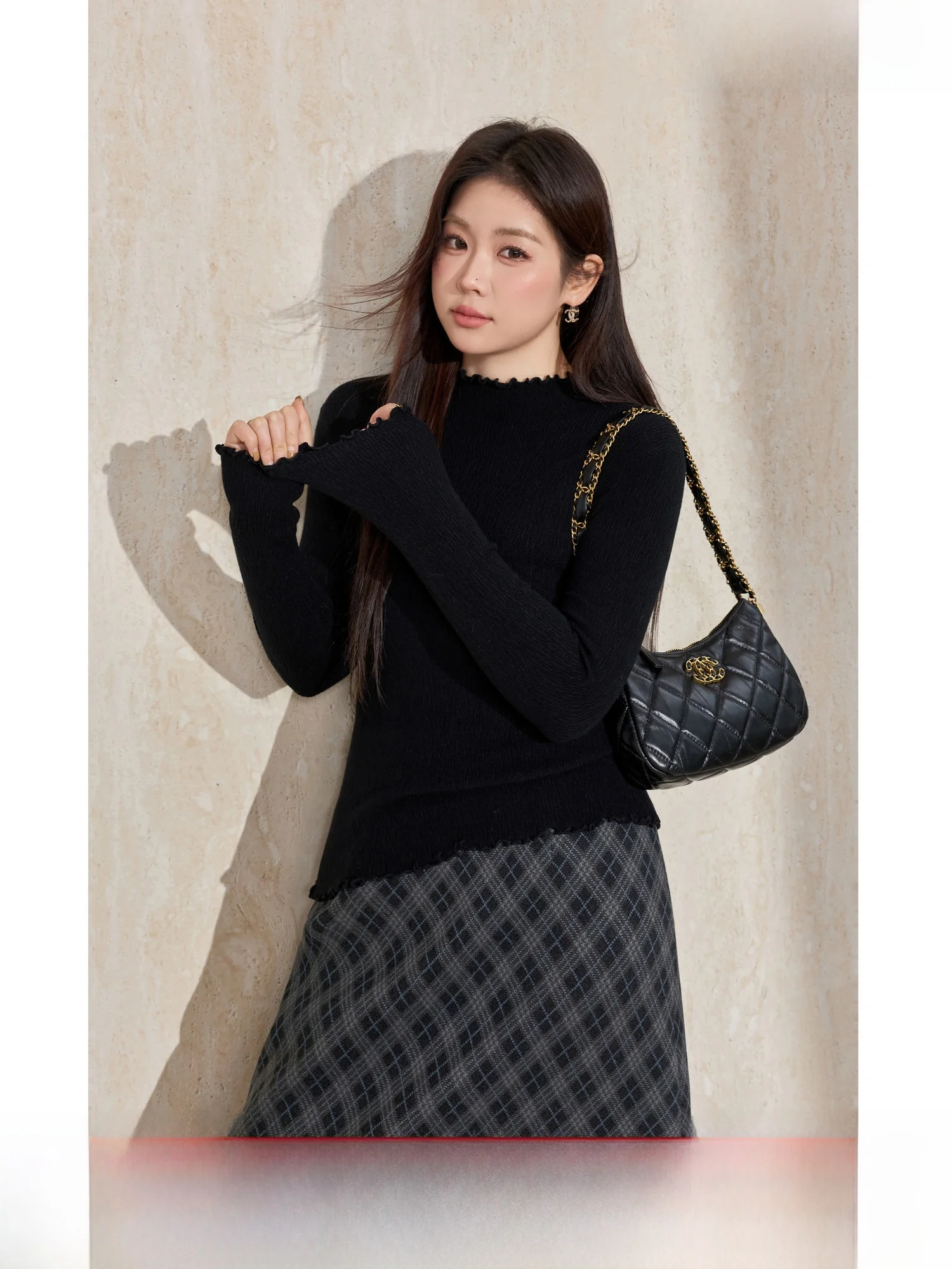 

Теплый, компактный вязаный свитер с высоким воротником для женщин, базовый слой для ношения, мягкий полиэстер, длинный рукав, зимний