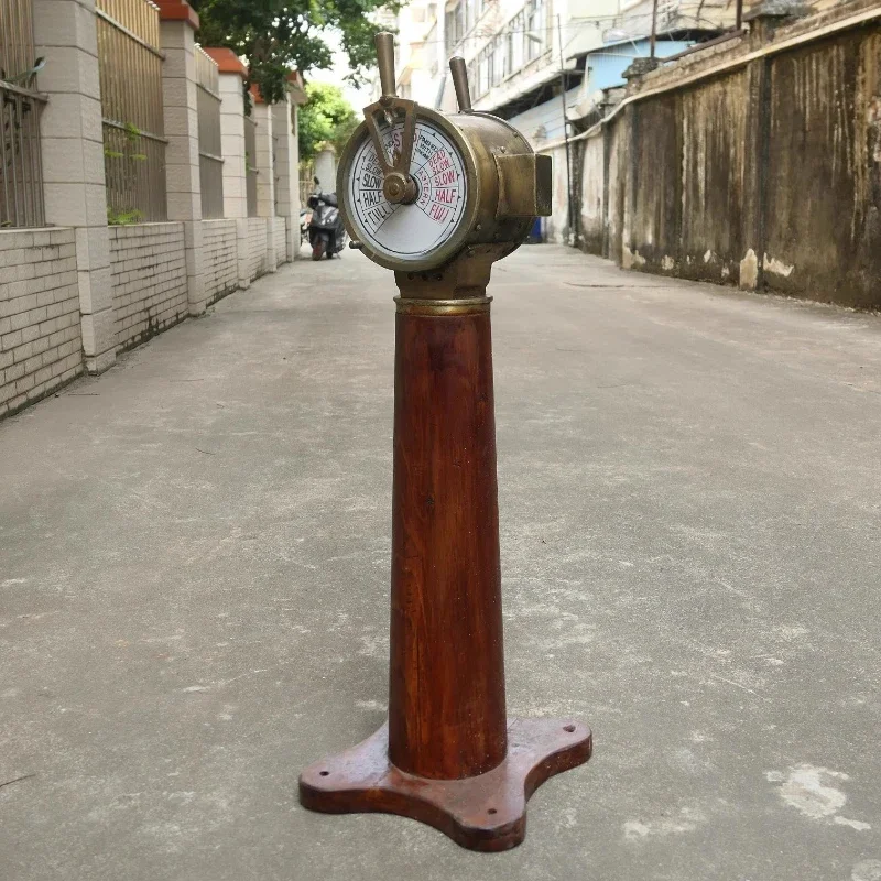 Car bell Double-sided messenger bell All-copper wooden base Ship dismantling old objects Industrial style decorative parts