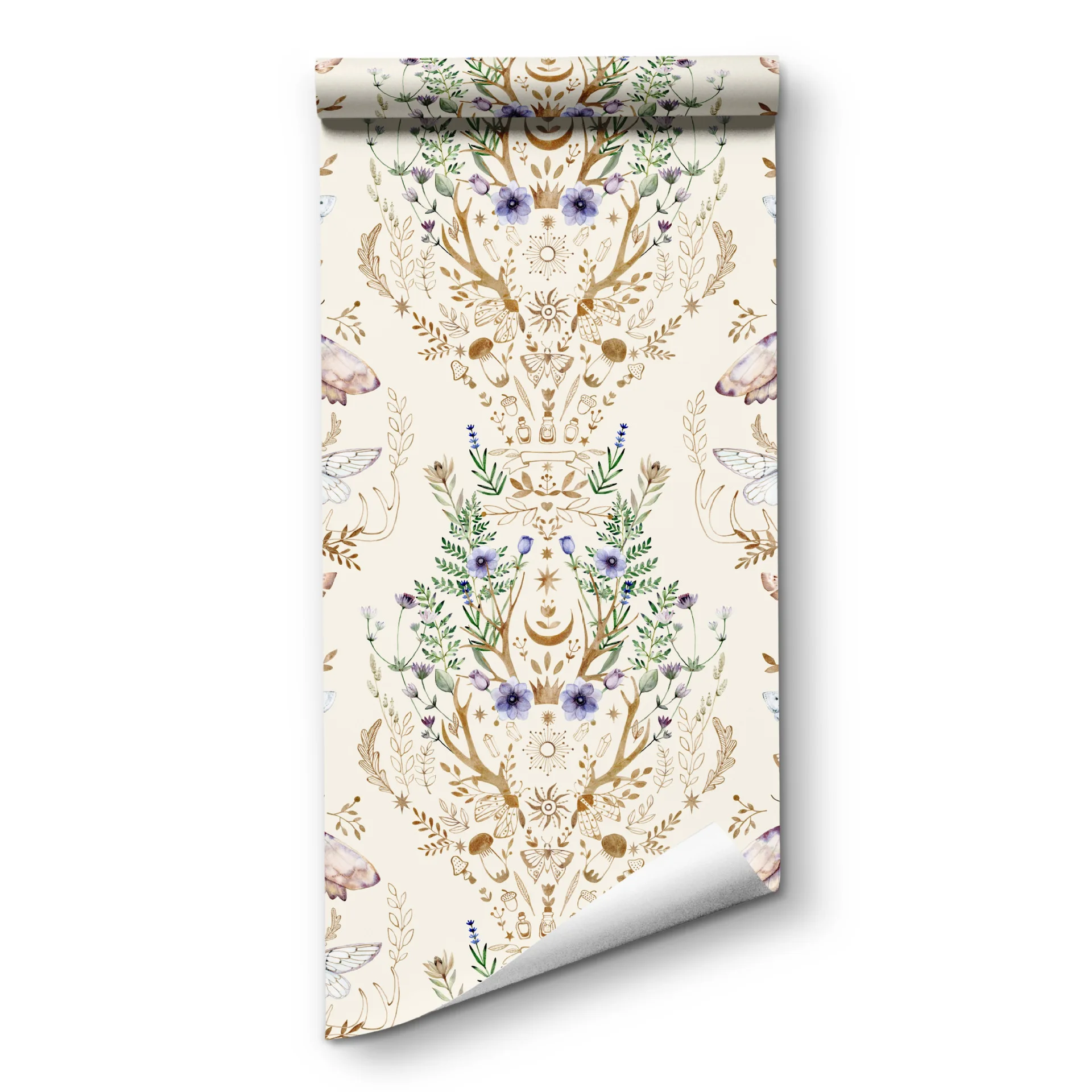 

Обои с рогами оленя, кожурой и наклейкой, лесная контактная бумага, настенная бумага с растениями, самоклеящиеся цветочные обои для спальни