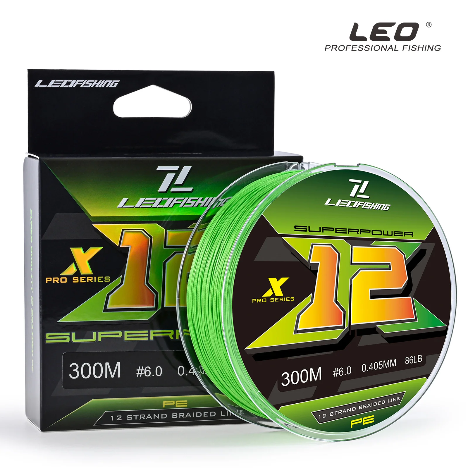 X12 Green Braided Line 150M300M 12 Strands Long Throwing Line Braid Line 18LB-86LB Super Smooth Line Multifilament Soft PE Line