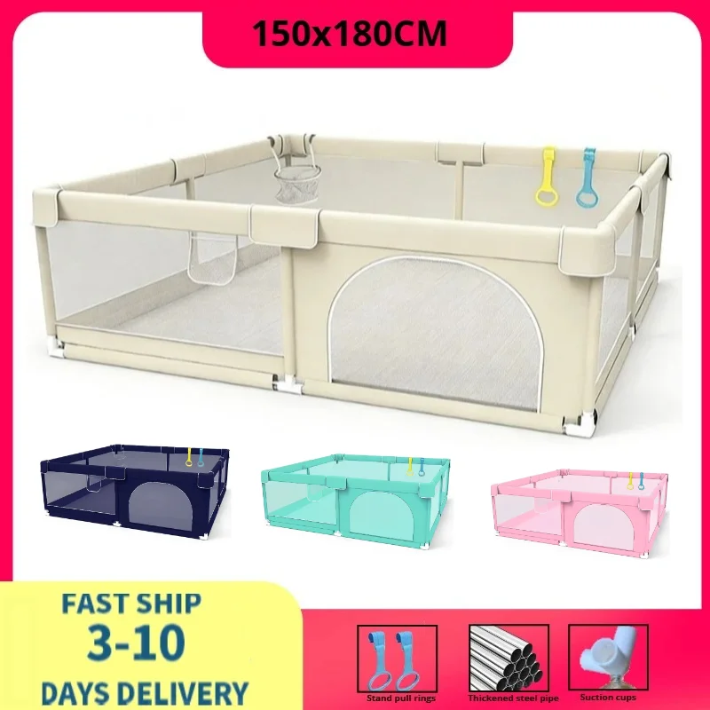 Parc de jeu pour bébés et tout-petits 59x71 pouces, parc de jeu extra large pour bébé avec maille re