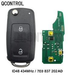 QCONTROL 2 BT Remote Car Key ID48 Chip For7E0837202AD/5FA010185-02 for AMAROK/TRANSPORTER 434MHz with ID48 for VW/VolksWagen