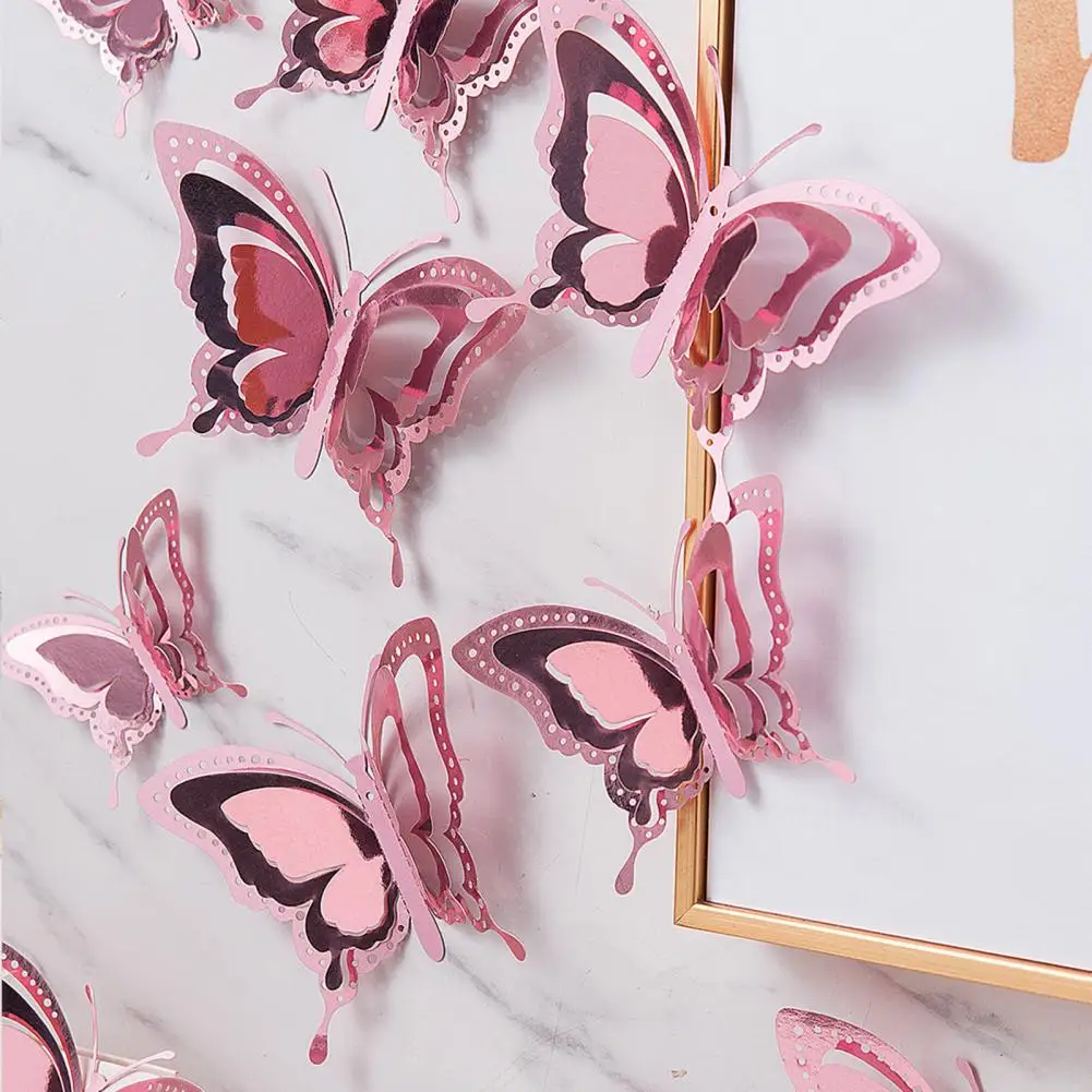 

Butterfly Wall Art 12 Pcs 3d Butterfly Wall Stickers Hollow Removable Wall Decals Diy Craft Decorations for Birthday Party