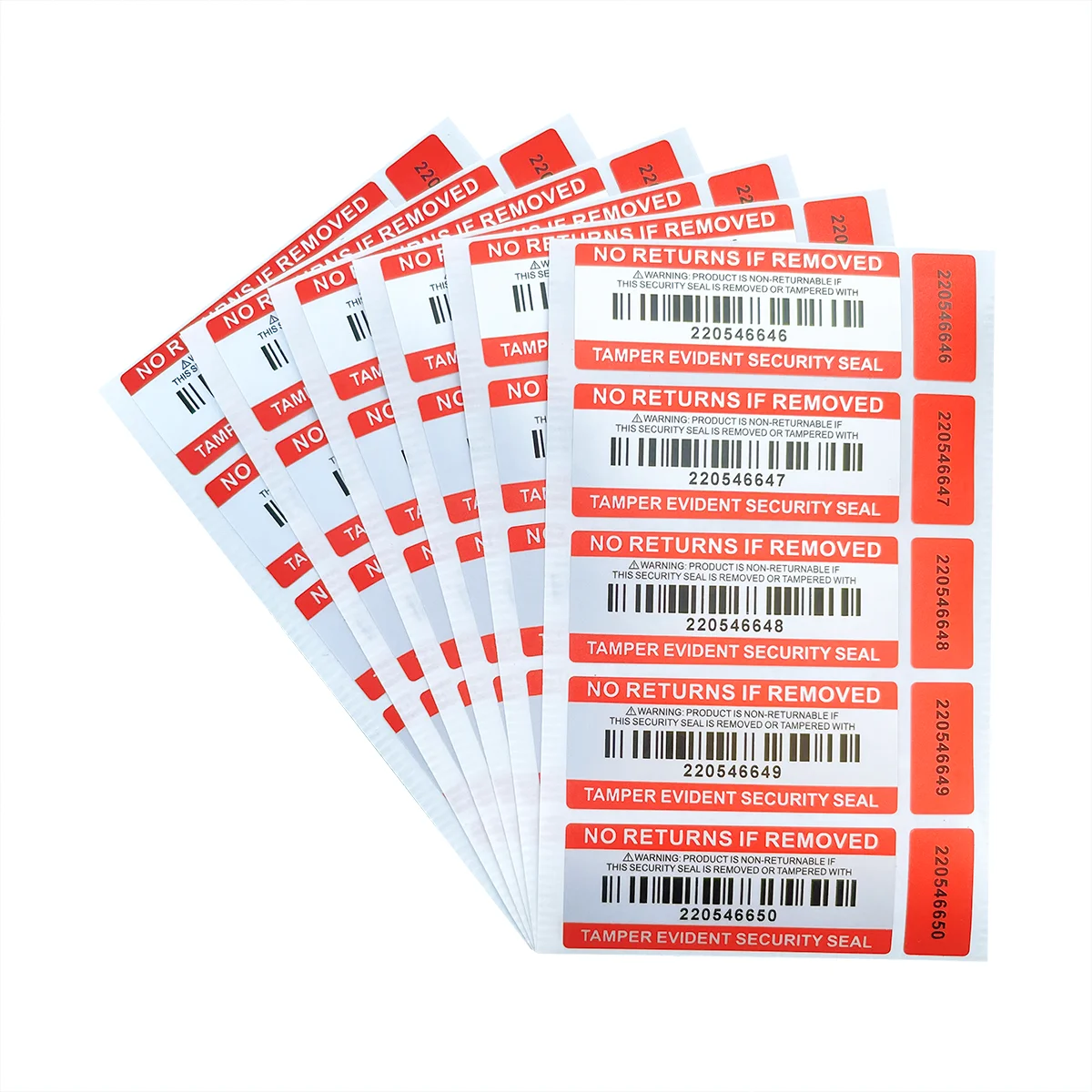 

Red 100% total transfer tamper obvious waterproof label Security warranty invalid sticker Red double serial number seal sticker