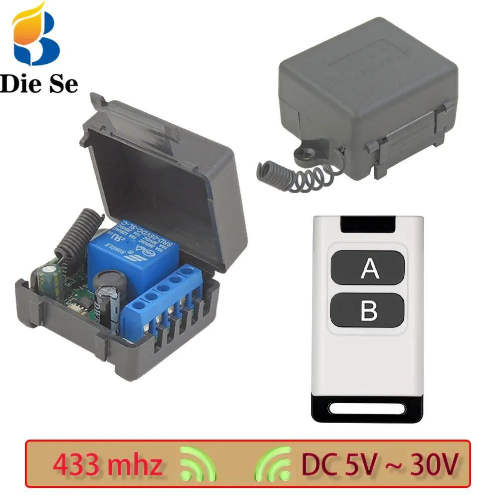 433mhz RF uniwersalny pilot przełącznik DC 6V 12V 24V 30V 1 przekaźnik kanału odbiornik i nadajnik dla Led pilot do drzwi garażowych