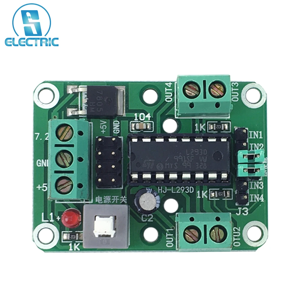 

2CH DC Motor Driver Module 5V-12V PWM L293D H-Bridge for 2WD Robot Smart Car 2WD-L293D Reserved 2 EN Enabled Ports