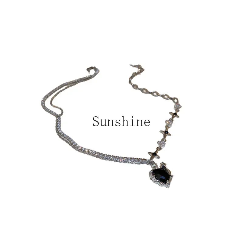 

Sweet and Cool Spice Girl Diamond-set Love Mangstar Necklace Collarbone Chain Cold Wind Necklace Pendant Necklace Female