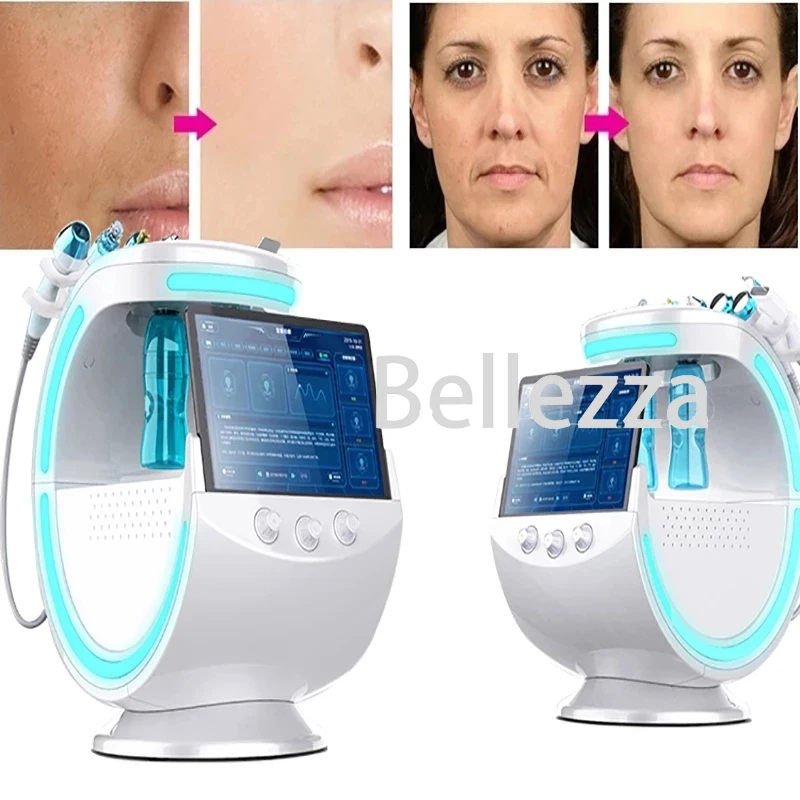 7 in 1 Smart Ice Blue Hydra Machine Piccola bolla di ossigeno Dermoabrasione facciale Lifting del viso Cura della pelle Analizzatore della pelle Hydro Machine