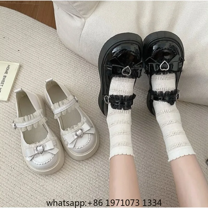 2025 New Fashion Buckle Women's Pumps Spring Autumn Mary Jane Solid Butterfly Knot Platform Casual Round Toe Ladies Shoes