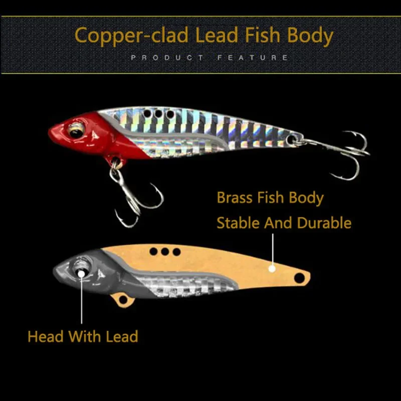 2022 New Arrival Metal Laser VIB Fishing Lure 7g13g16g Fishing Tackle Crankbait Vibration Spoon Spinner Sinking Bait Tackle