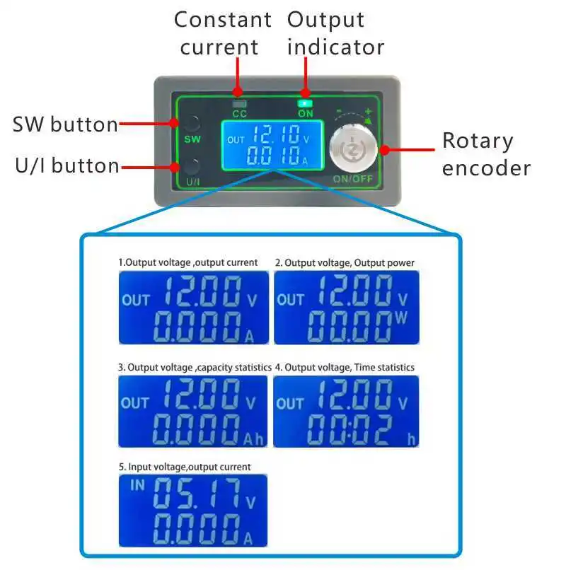 WZ5012L DC DC Buck Converter CC CV Power Module 50V 12A 600W Adjustable Voltage Regulated power supply 5V 12V 24V 36V