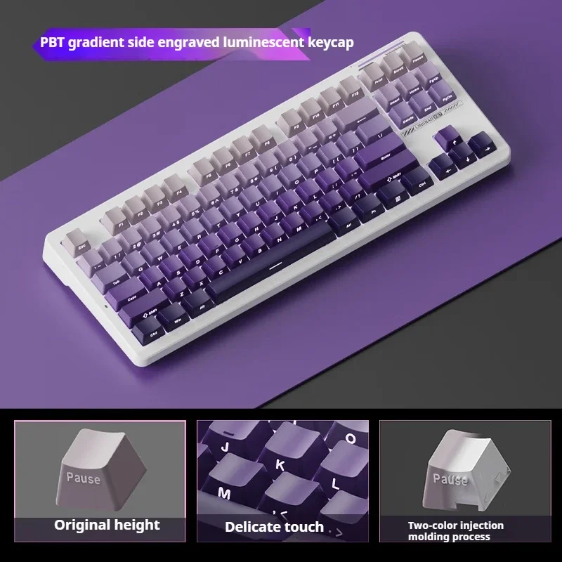 Imagem -06 - Teclado Mecânico sem Fio para Jogos Bluetooth 2.4g com Fio Rgb Hotswap Gamer sem Contato Anime Personalizado K87 Pro