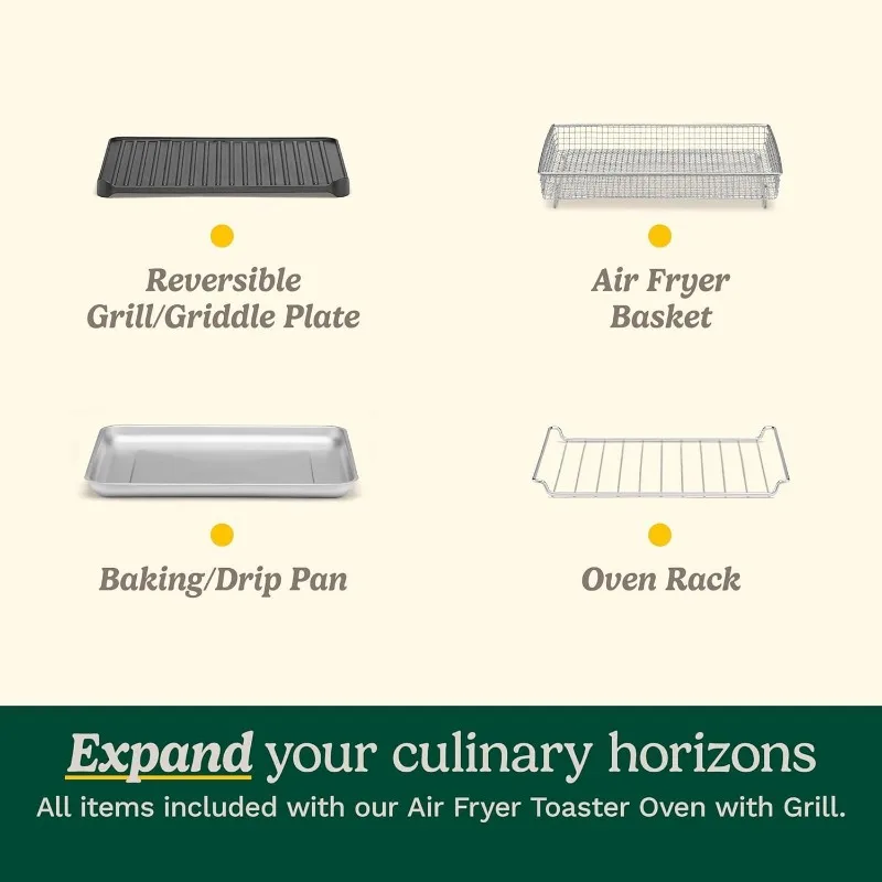 مقلاة هوائية من كوزينارت + فرن محمصة حرارية، فرن 8-1 مع خبز، شواية، خيارات شواء ودافئة، ستانلس ستيل، TOA-70