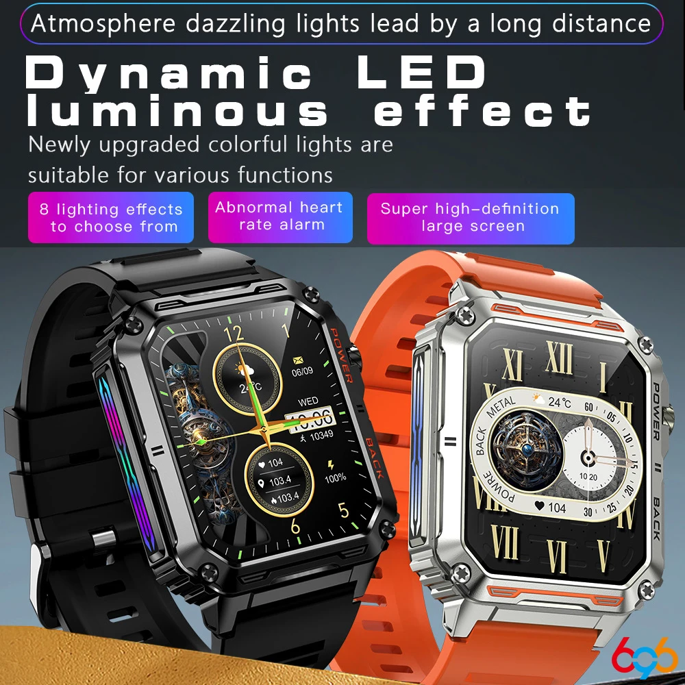 Relojes inteligentes con luz de respiración colorida para hombres, Monitor de Fitness, Smartband deportivo impermeable, monitoreo de la salud del oxígeno en sangre