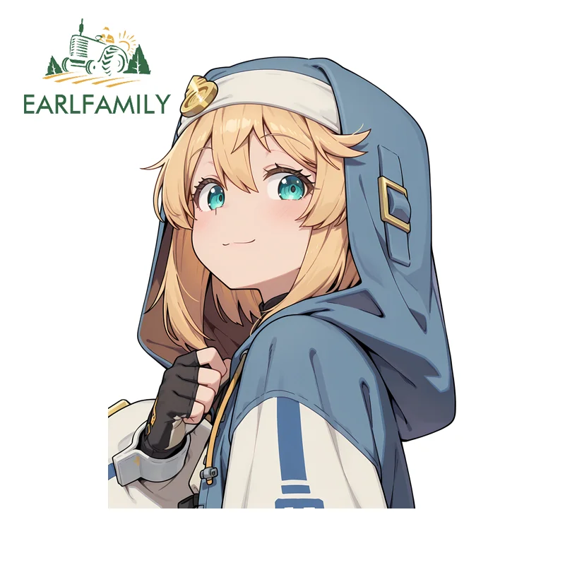 EARLFAMILY Bridget Thinking Cute Waifu Car Decal Personality Graffiti Design Decal Waterproof Vinyl PVC ATV RV VAN Decoration