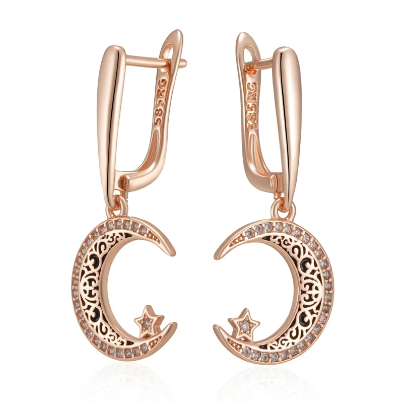 Wbmqda Black Enamel Pendant And Necklace For Women 585 Rose Gold Color With Natural Zircon Elegant Fashion Jewelry Accessories