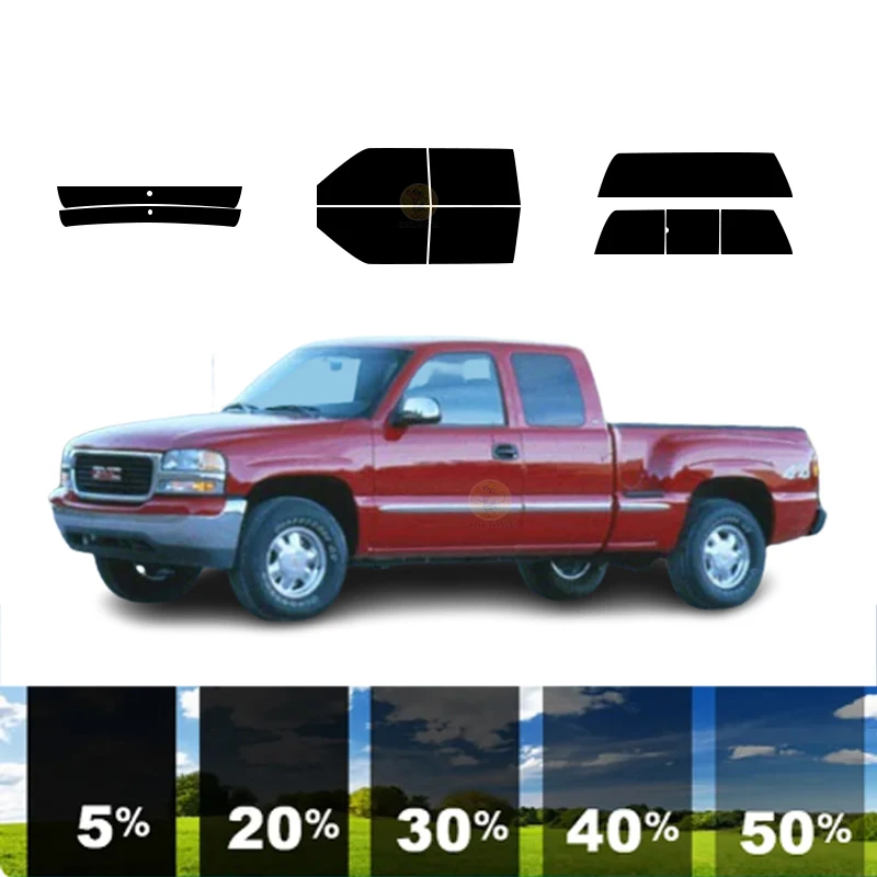 

precut Removable Window Tint Film For Car 100% UVR 5%-70%VLT Heat Insulation Carbon ﻿For GMC PICKUP 4 DR PU 1996-2000