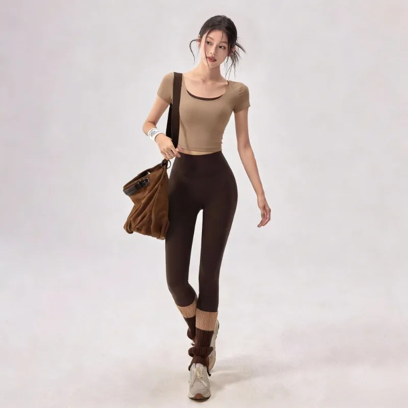 Women Padded Butterfly Back Yoga Set High Waist Tummy Control Leggings Pilates Fitness Outdoor Sports Outfit