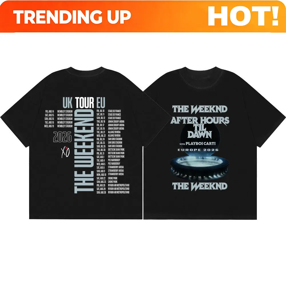 Customization The Weeknd After Hours Til Dawn Tour 2026 Merch T Shirts Fashion Hip Hop Short Sleeve T-shirts Men Women Casual Co