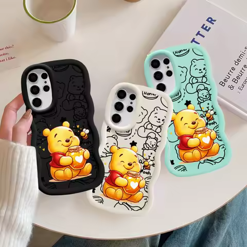Disney Cute Winnie The Pooh Case for Samsung Galaxy S25+ S24 S23 Plus S21 S24+ S25 S22 Ultra S20 FE Soft Phone Cover