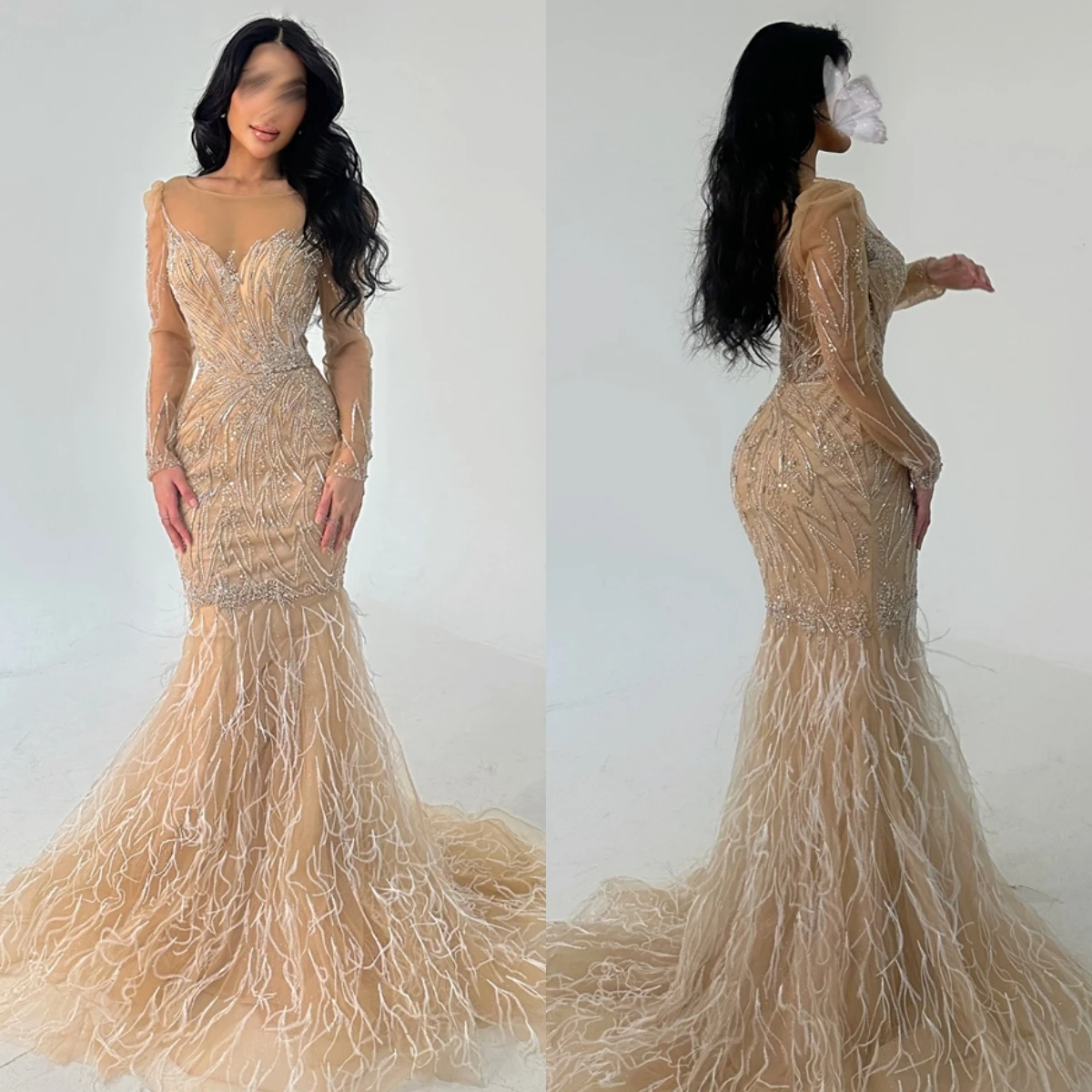 

Customized Elegant Crew Neck Evening Dress and Exquisite Court Train Cocktail Dresses and Exquisite Organza Wedding Dress