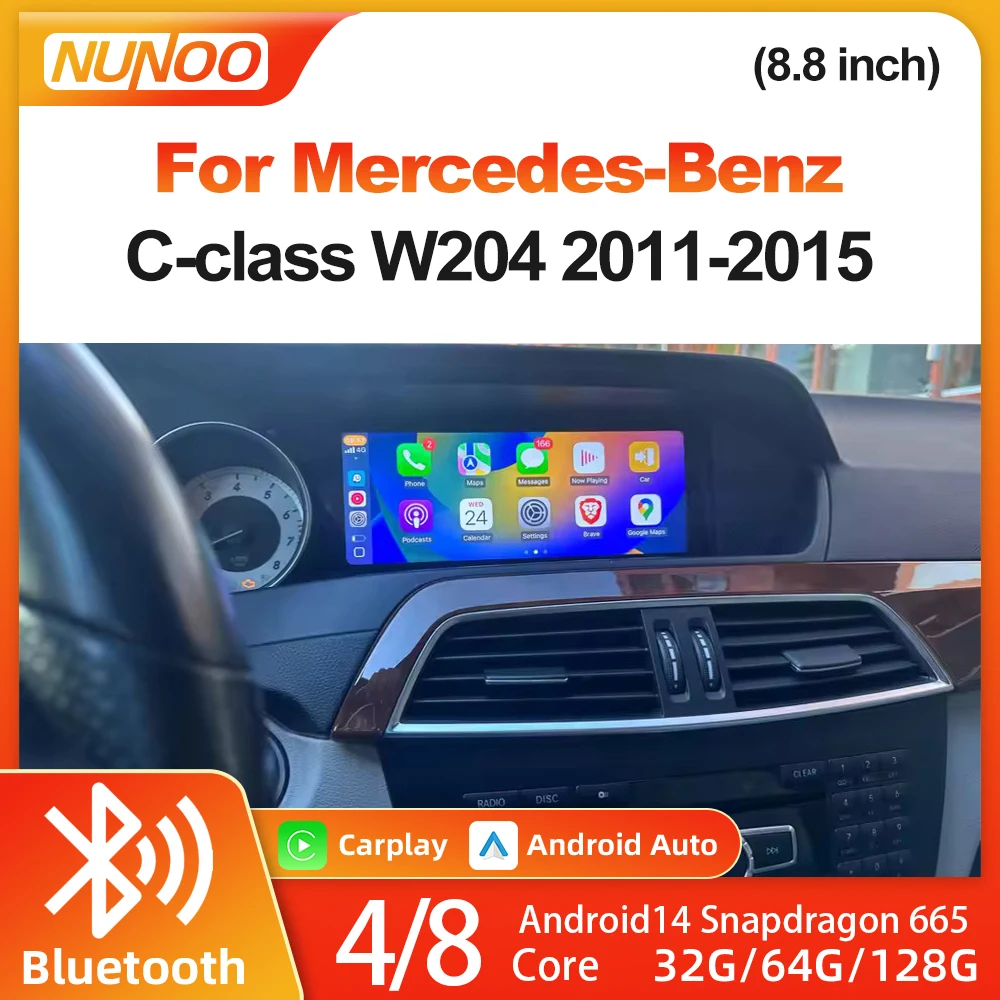 

For Mercedes Benz C class W204 2011-2015 NTG4.5 Multimedia Player Navigation GPS 8.8inch Android 14 Wireless Carplay Auto Radio